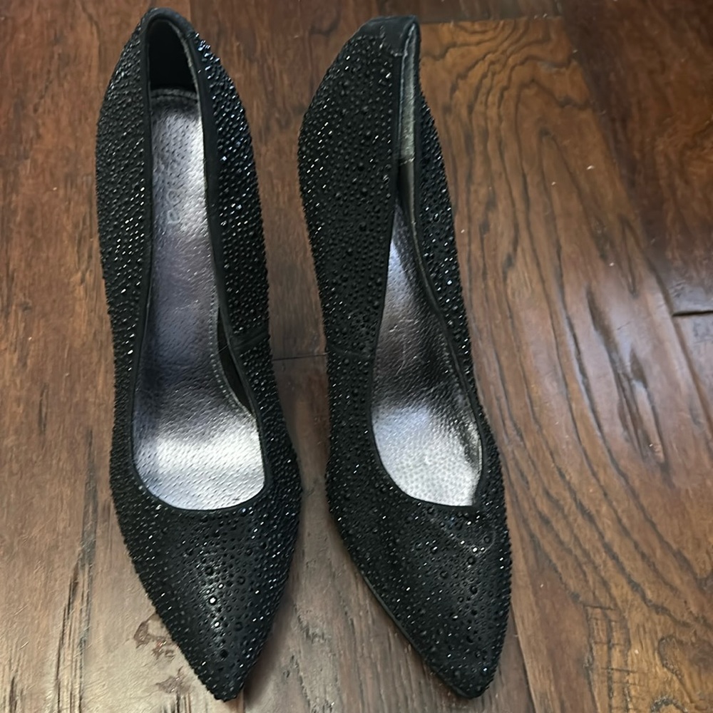 black rhinestone heels size 10